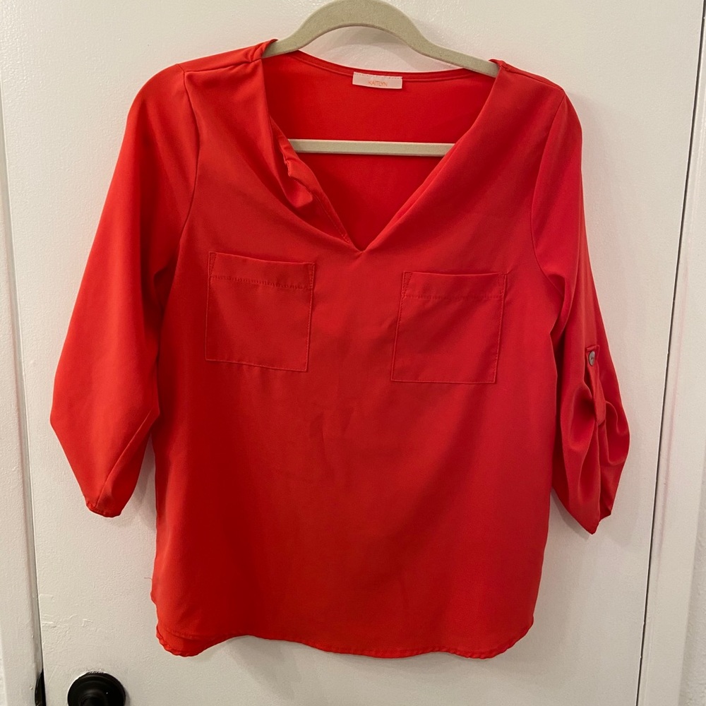 Orange silky blouse